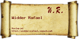 Widder Rafael névjegykártya